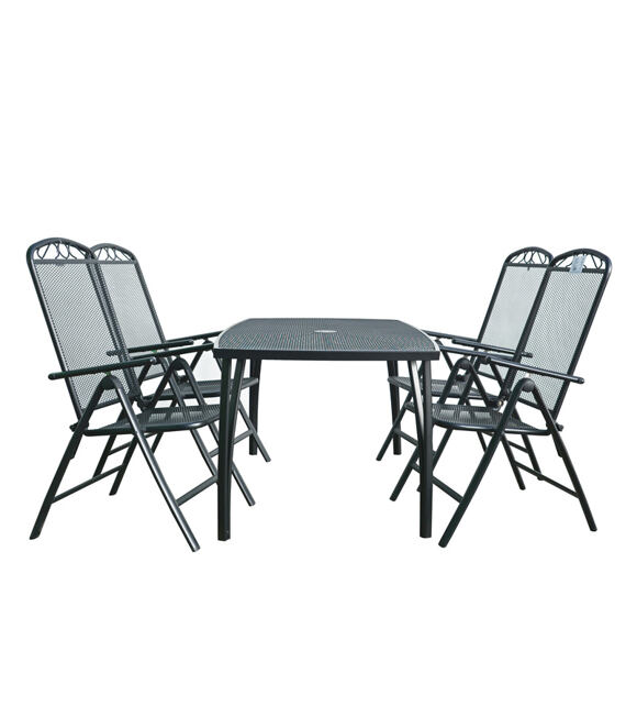 Jedálenský zostava - stôl ZWMT-24 a 4x polohovacie kreslo ZWMC-38 tmavo šedá IWHome IWH-10150003
