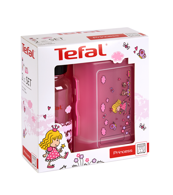 KIDS sada dóza plast+láhev tritan 0,4 L růžová-princezna Tefal K3169114