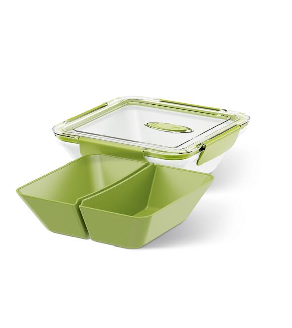 Dóza na obed, delená, biela/zelená 0,9 l Bento box Emsa