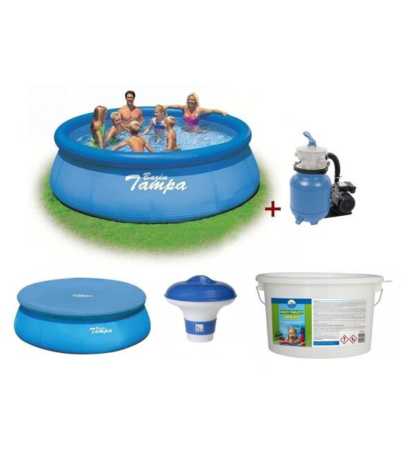 Akčný set Tampa - bazén 3,96 x 0,84 m, piesková filtrácia, tablety 5v1, plavák, krycia plachta