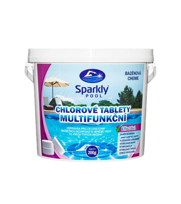 Sparkly POOL Chlórové tablety do bazéna 6v1 multifunkčné 200g 3 kg
