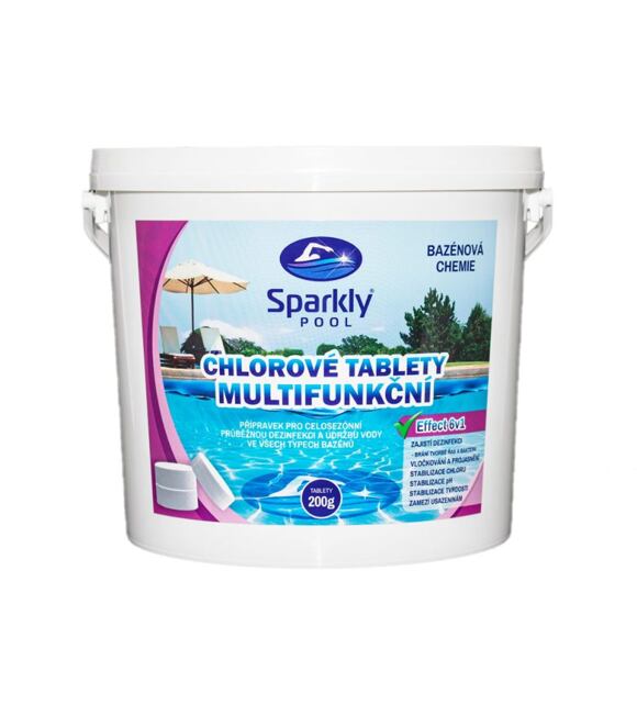 Sparkly POOL Chlórové tablety do bazéna 6v1 multifunkčné 200g 5 kg