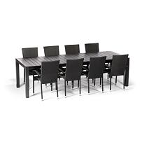 Jedálenská zostava - rozkladací stôl Granada XXL a 8x stoličky Madrid antracit IWHome IWH-10150009