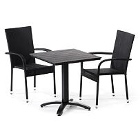Jedálenská zostava - stôl Reus a 2x stoličky Madrid antracit IWHome IWH-10150008