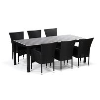 Jedálenský zostava - stôl Vigo XL a 6x stoličky Barcelona antracit IWHome IWH-10150007