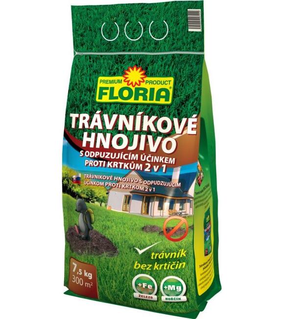 FLORIA Trávníkové hnojivo s účinkom odpudzujúcim krtkov 7,5 kg